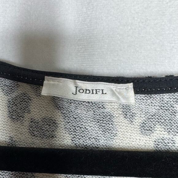 JODIFL / cream black gray leopard print oversized tunic poncho top / OS - Picture 4 of 6